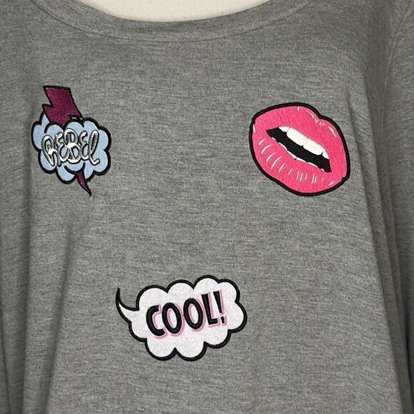 Rebel Wilson For Torrid Patch Sweatshirt Gray Size 2/2X. - Picture 3 of 16